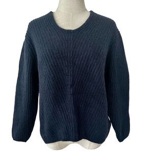 Sly navy blue V neck long sleeved  wool blend sweater